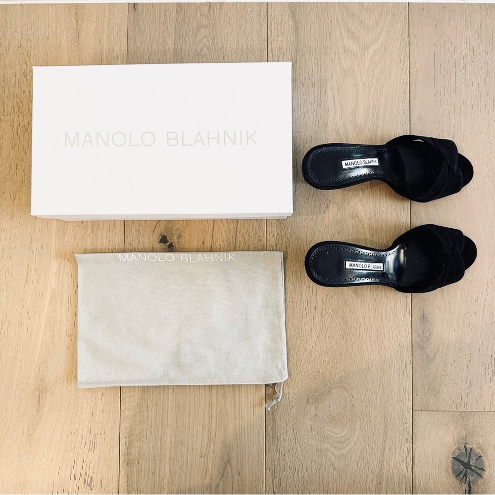 NWT Manolo Blahnik Siemu 70mm Suede Kitten-Heel Sandals in 38 (8) - Picture 10 of 10